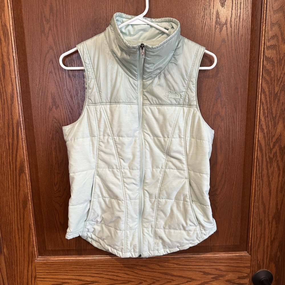 The North Face Womens Quilted Full Zip‎ Vest Sage Green Medium